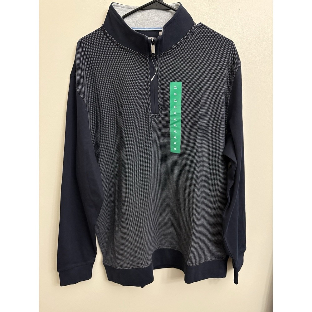 Ted Baker Men's 1/4 Zip Textured Pullover Sweater Black/Grey Size XL NWT